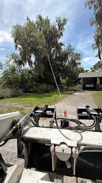 Bucket truck rigging line set up for tree removal